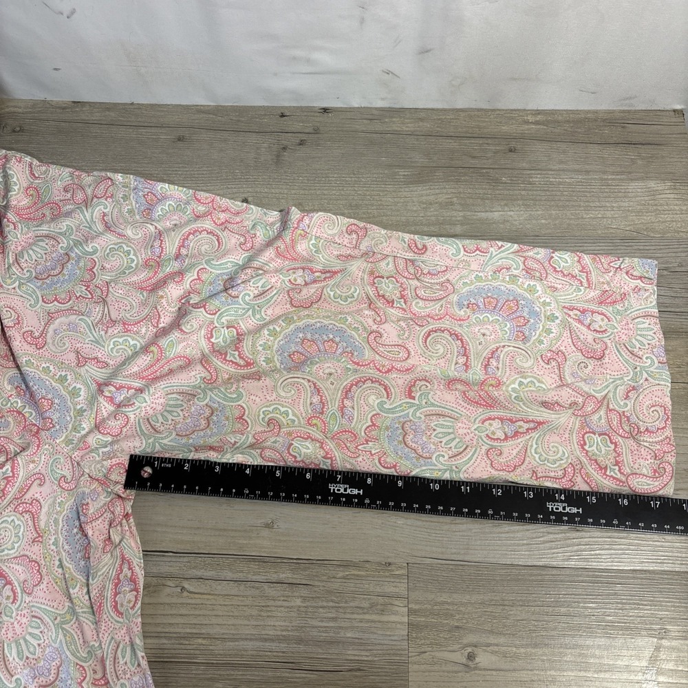 Lauren Ralph Lauren Women's M Pink Paisley Short Sleeve Cotton Pajama Crop Pant - Picture 9 of 10